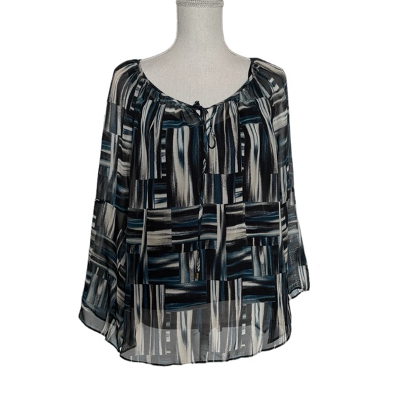 ❤️PERFECT for FALL!!  PRETTY PRINT TOP w/ATTACHED CAMI     LARGE - Picture 1 of 9